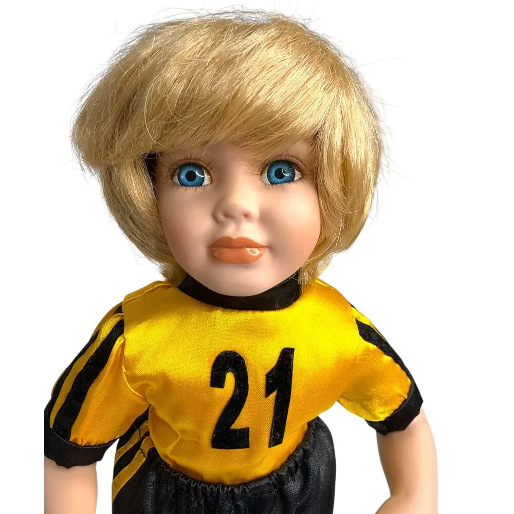Vintage Tuss Dolls Cheerleader & Soccer Boy Set 1998 William Tung HSN
